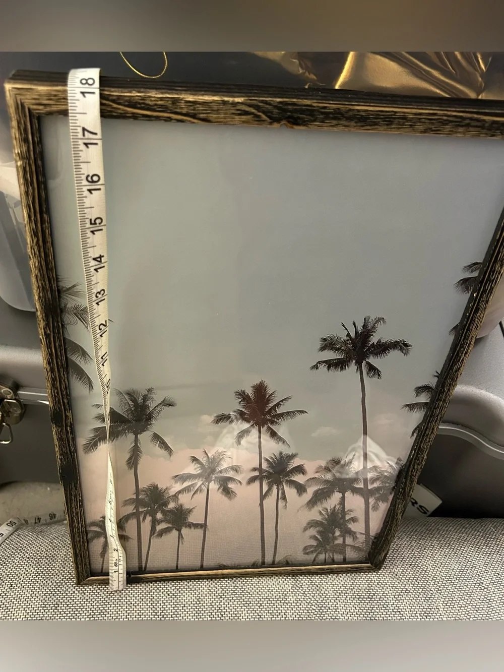 Framed Palm Tree Wall Art - Blue and Pink Tropical Print 12”W x 18”H